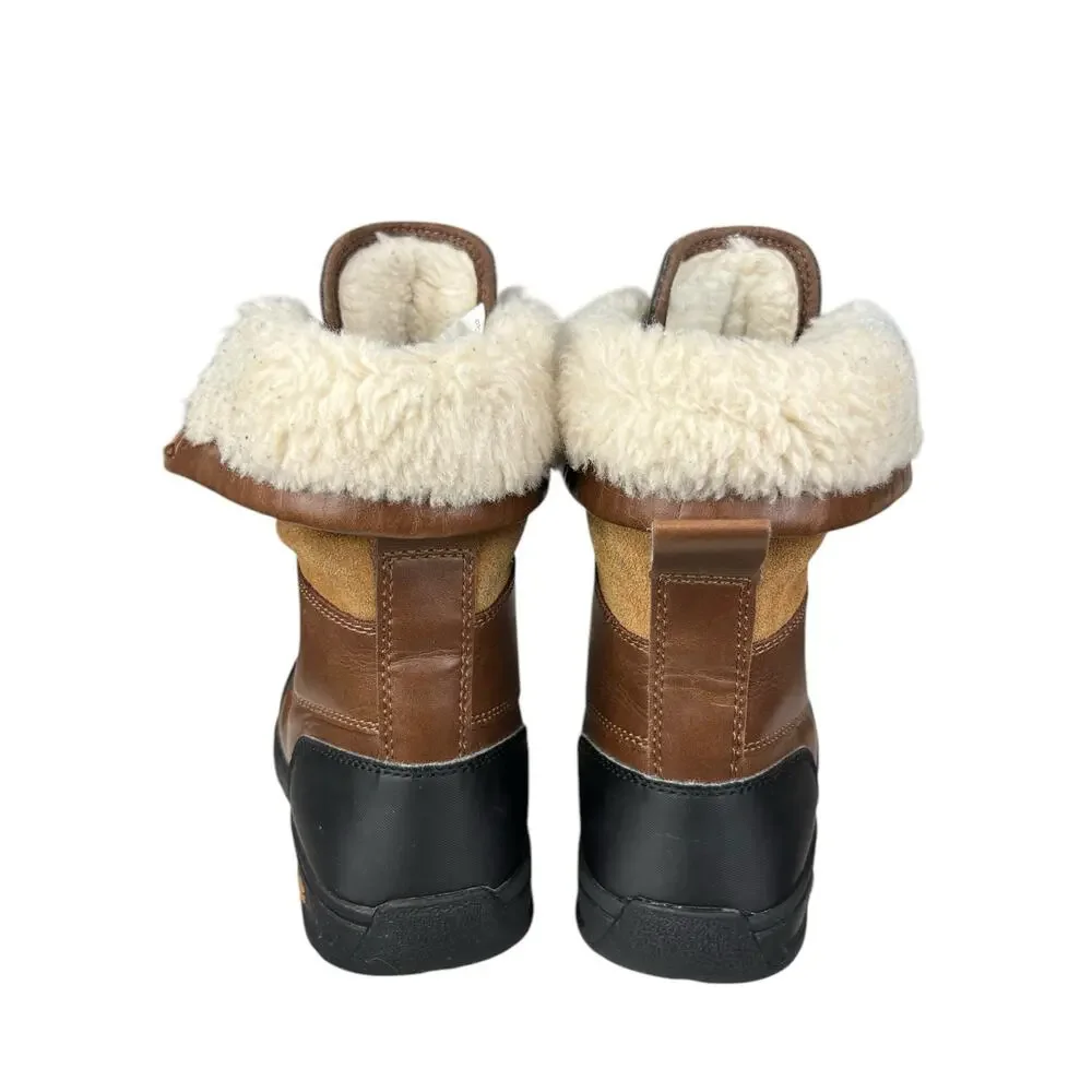 UGG Kids Butte Brown Leather Cuffed Winter Boot Size US 13